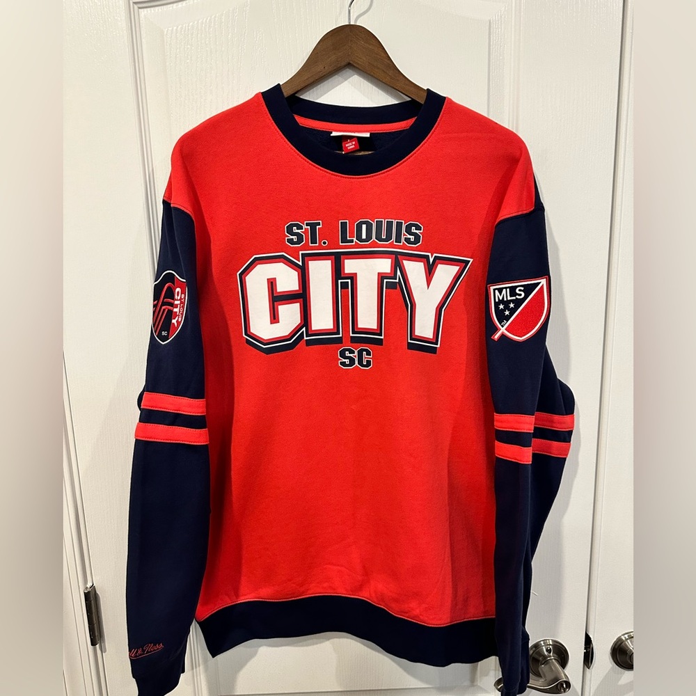 Men's Orange / Navy St. Louis City SC MLS Pullover Sweatshirt, Size: Large